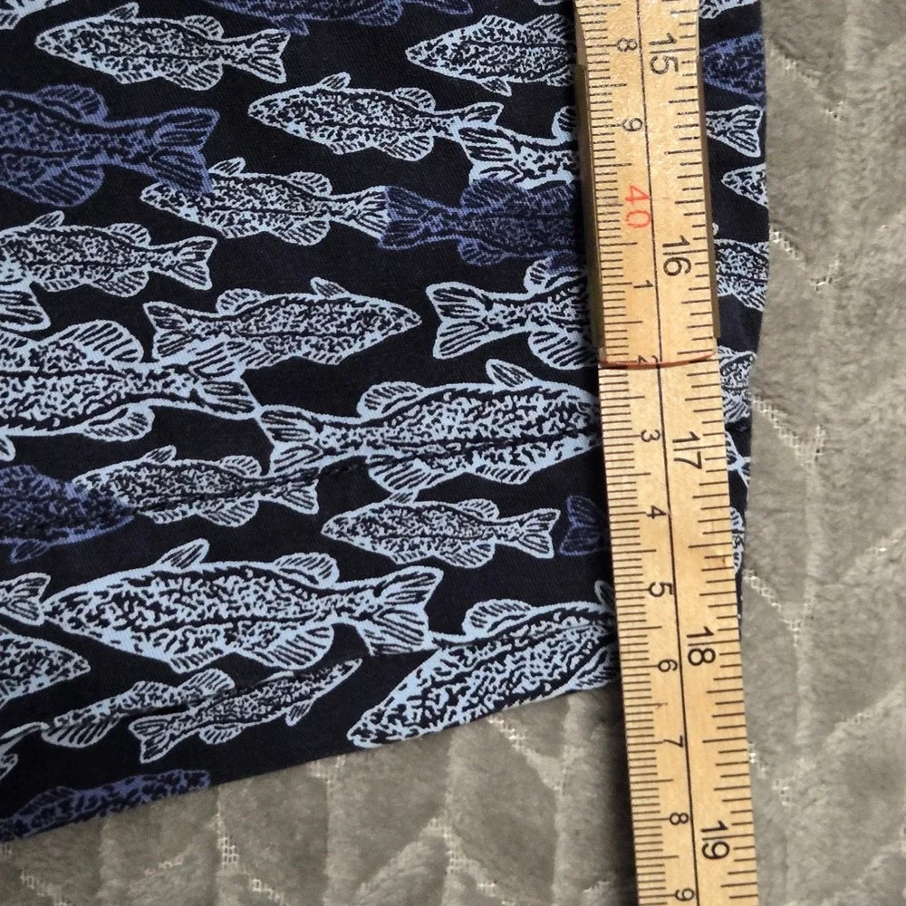Levis XX Chino Shorts Mens 31 Navy Blue Fish Print Stretch Cotton Summer Outdoor